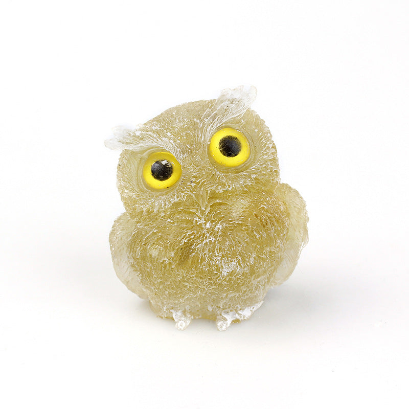 Natural Crystal Gravel Drops Glue Owl Ornaments