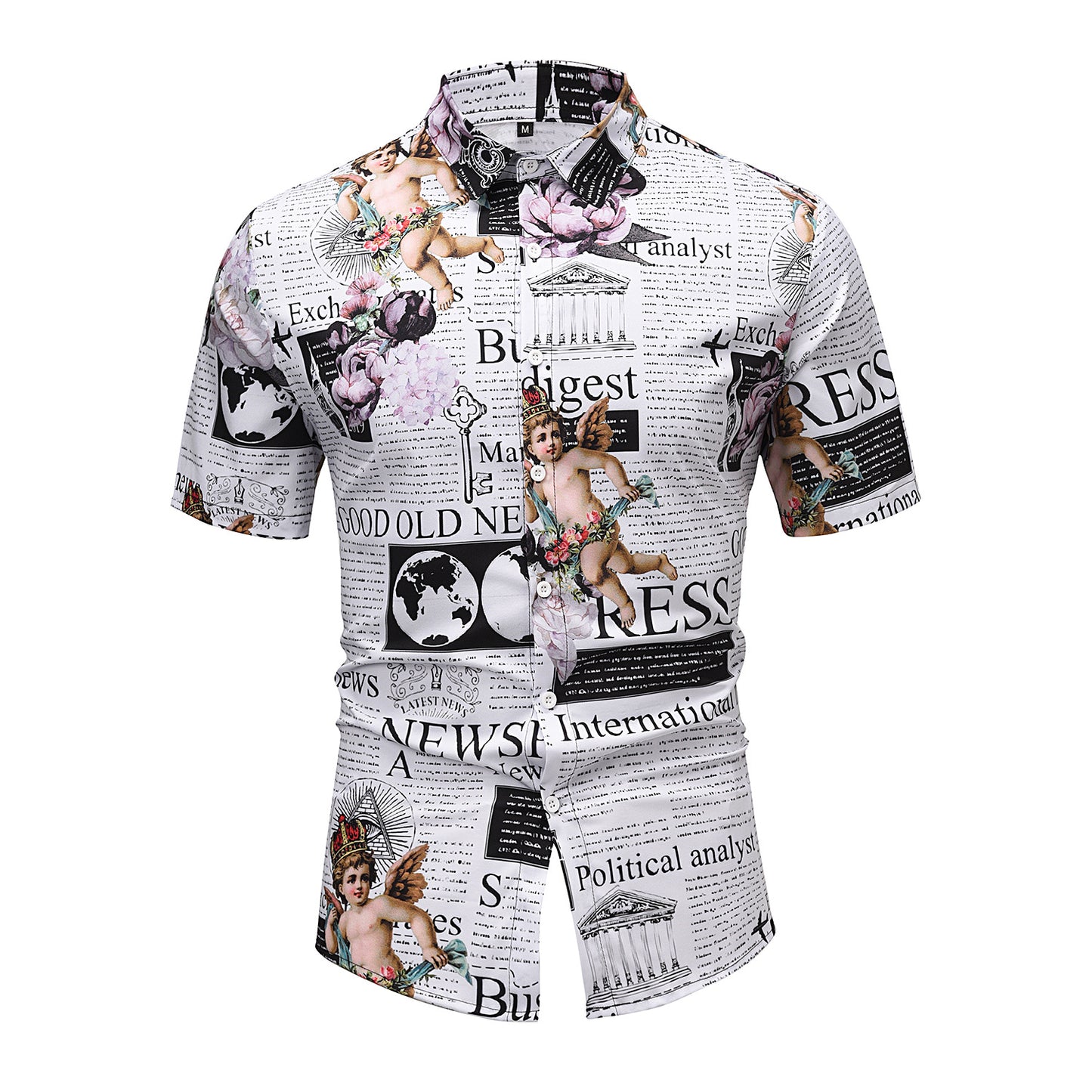 Fashion Loose Digital Print Short Shirt