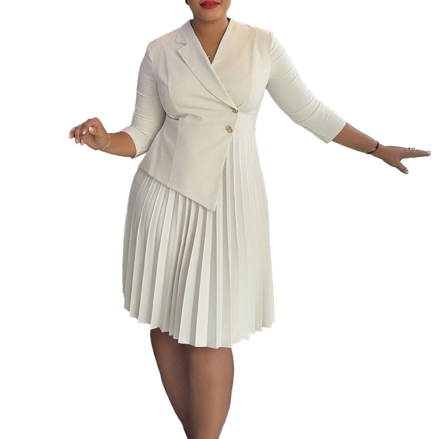 Plus Size Fashionable Elegant Pleated Dress