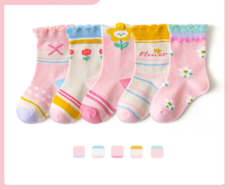 Boys And Girls Middle And Big Children's Socks Solid Color Cotton Students