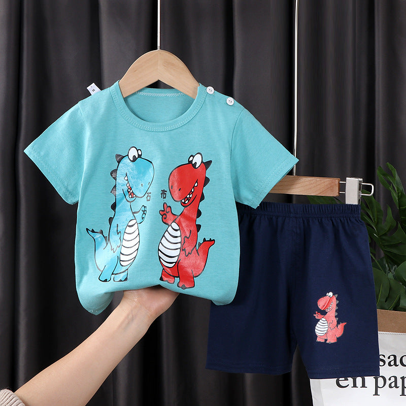Two-piece Cotton T-shirt With Short Sleeves For Boys And Girls