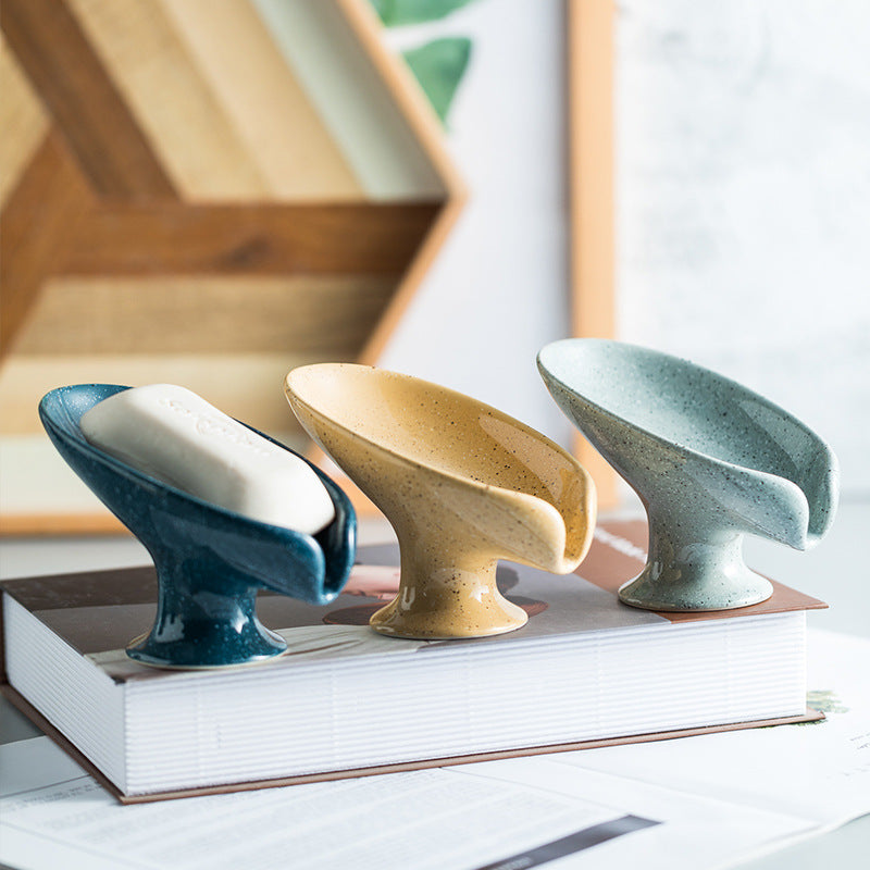 Ceramic Soap Dish Without Perforation Draining Rack