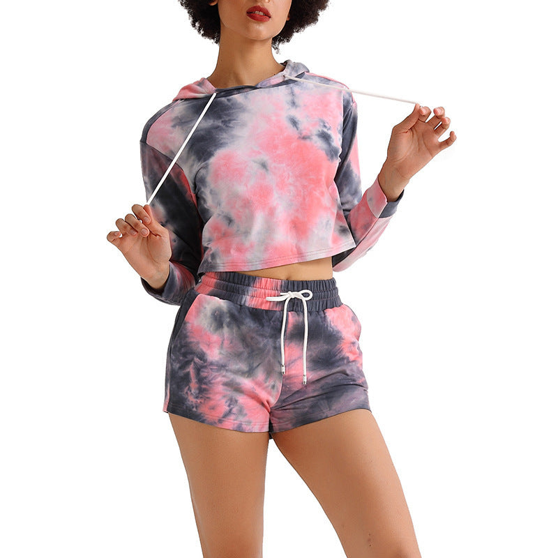 Tie dye long sleeve Pullover leisure suit for women