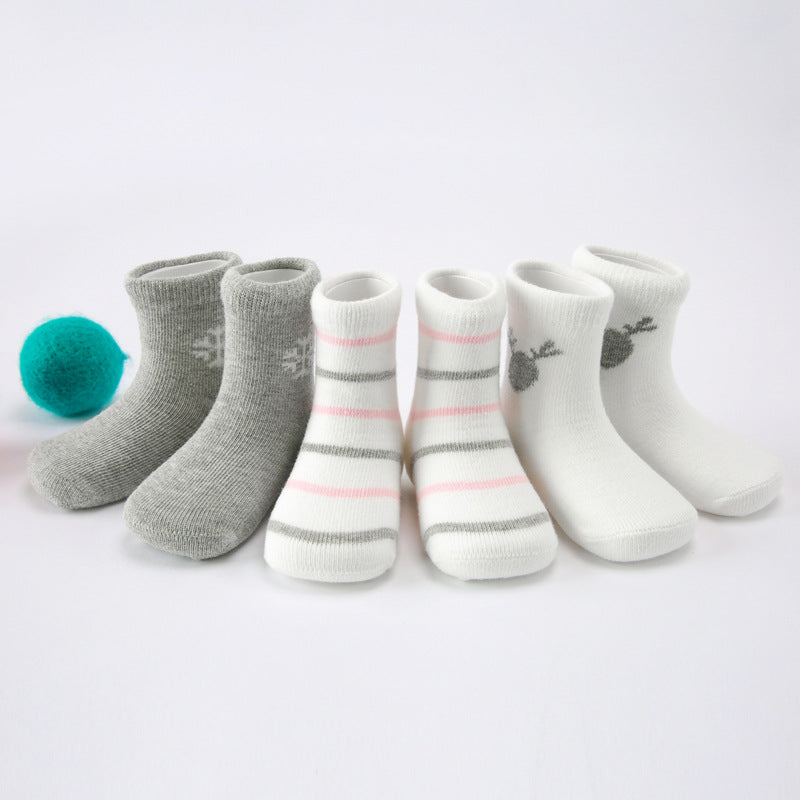 Combed cotton baby socks for boys and girls in autumn and winter