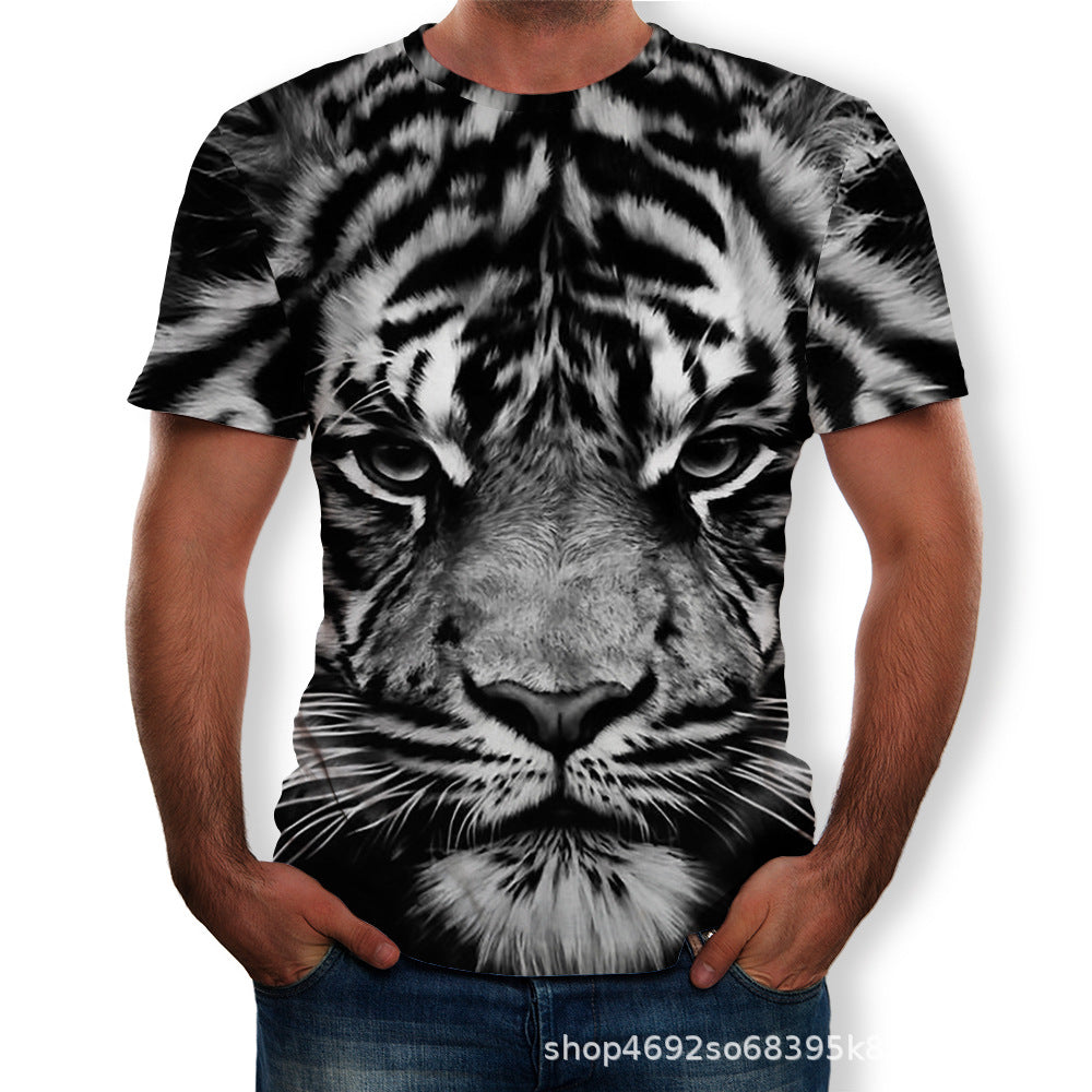 Tiger Black And White Pattern Men's Short-sleeved T-shirt