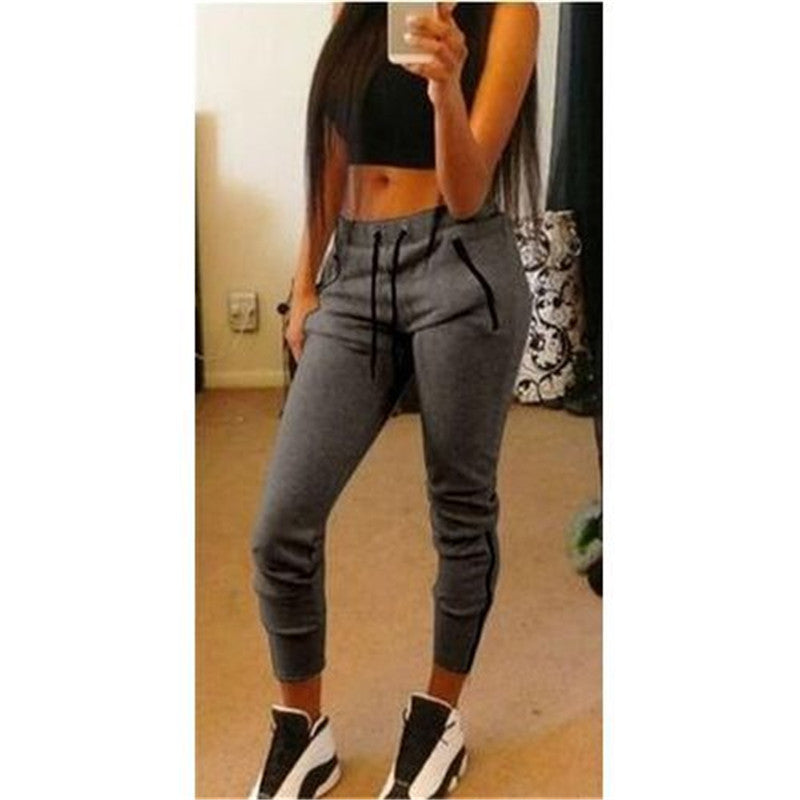 Fashion Casual Ladies Tie Trousers With Zippers And Zippers