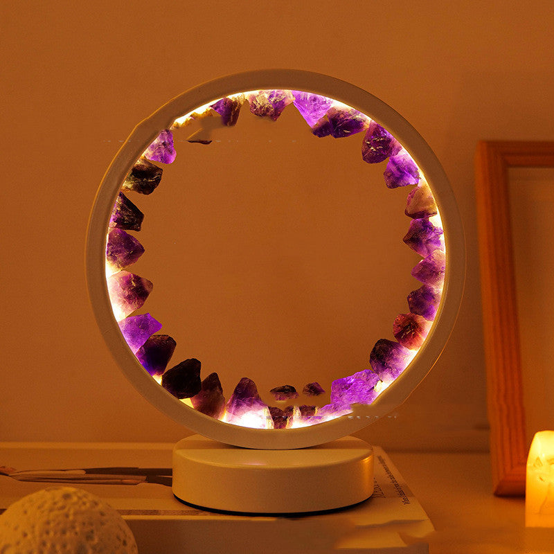 Natural Amethyst Flower Cluster Round Headboard