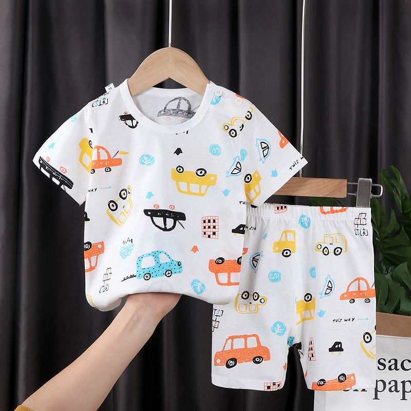 Two-piece Cotton T-shirt With Short Sleeves For Boys And Girls