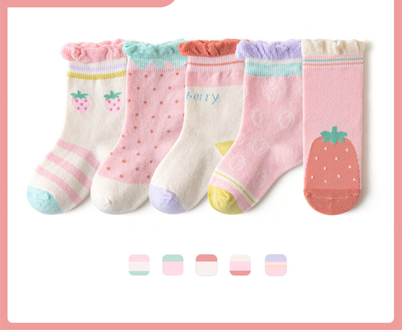Boys And Girls Middle And Big Children's Socks Solid Color Cotton Students