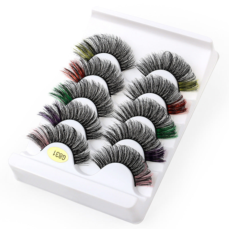 Color Natural Thick 5 Pairs Pack 3D False Eyelashes