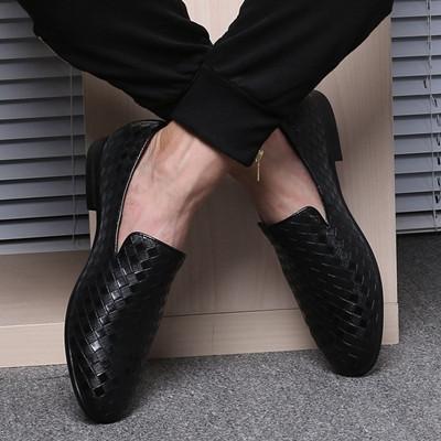 Korean version of the small shoes casual woven peas shoes spring England pointed tide shoes a pedal hair stylist men's shoes large size