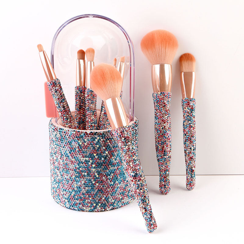 8 Barreled Diamond Makeup Brush Set With Rhinestone Eyeshadow Brush Loose Powder Brush