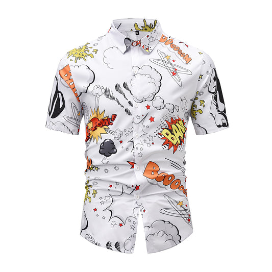 Fashion Loose Digital Print Short Shirt