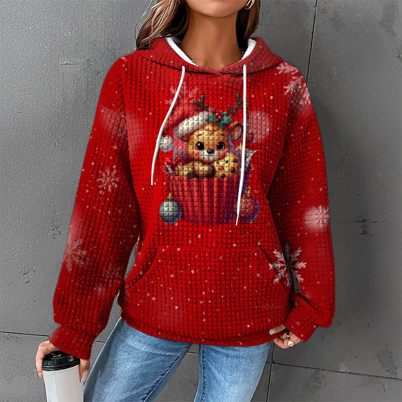 Waffle Sweater Hooded Sweaters Women's Clothing
