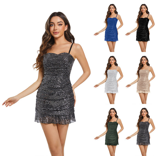 Sequin Slim Fit Dress Lace Skirt