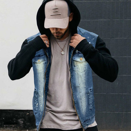 Summer New Denim Vest Men's Coat Top Fashion Slim Fit Waistcoat Retro Sleeveless Jacket