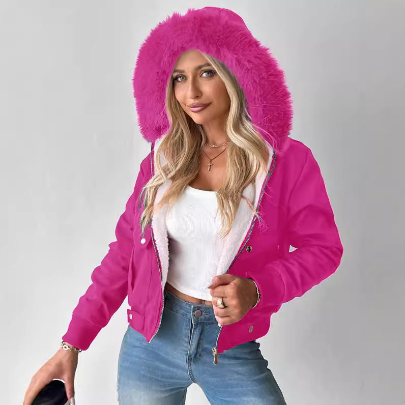 Casual Fashion Hooded Jacket With Furry Lining