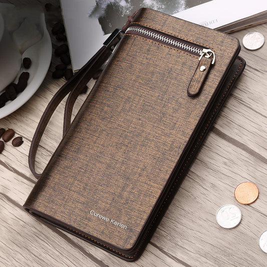 Business Long Zipper Press Button Bag