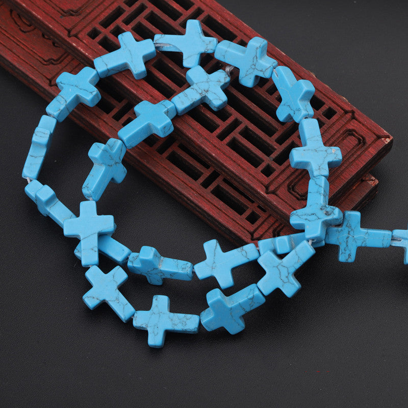 Natural Crystal Cross Shape Loose Bead Bracelet Necklace Diy Accessories