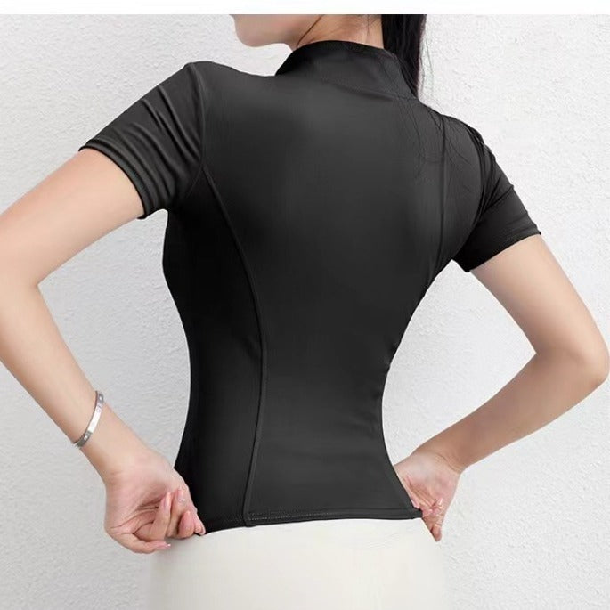 Women's Yoga Short Sleeve Coat Short Sports Fitness