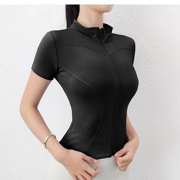 Women's Yoga Short Sleeve Coat Short Sports Fitness