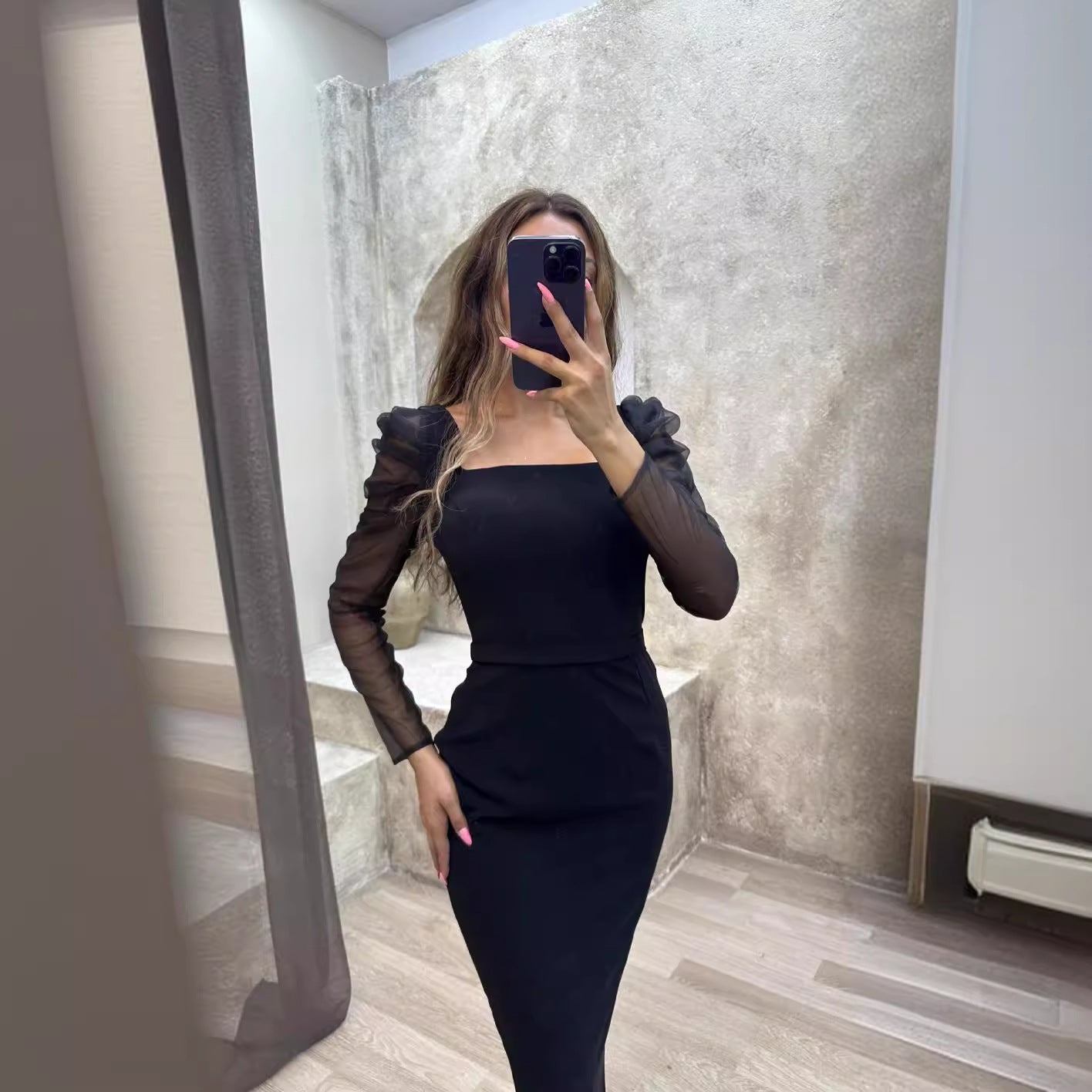 Fall Wear Long Sleeves Slim Fit Sexy Sheath Maxi Dress