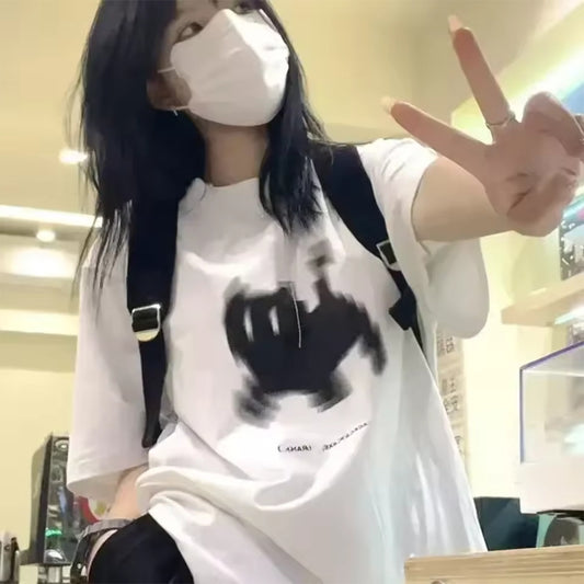 Women's Retro Printed Solid Color Round Neck Short Sleeves