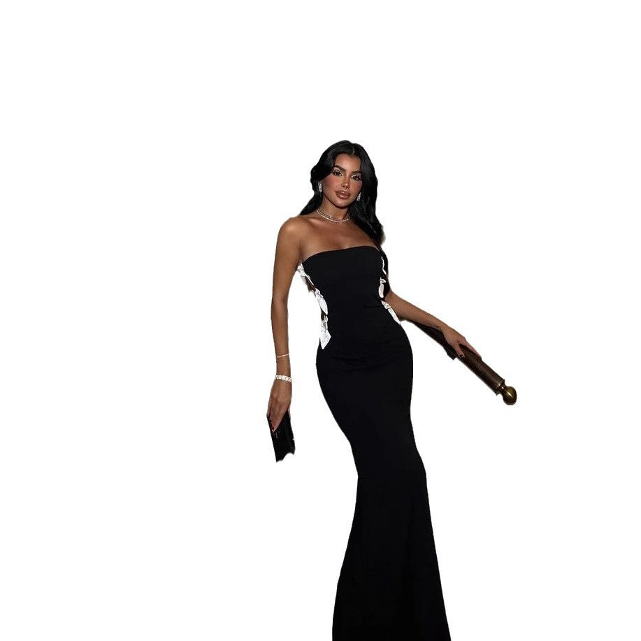 Off-shoulder Collar Off-shoulder Slim-fit Flattering Hollow Dress