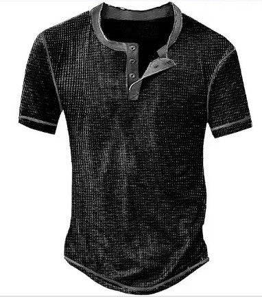 Men's Fashion Casual Multicolor Collar Decorated With Buttons Short Sleeve