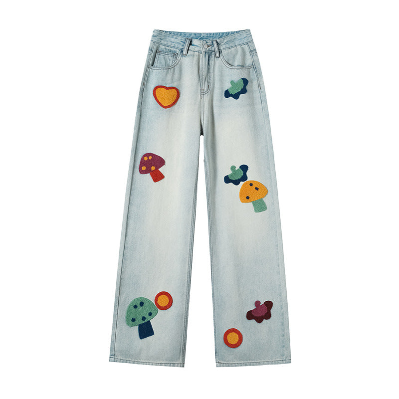 New Medium Straight-leg Pants All-matching Wide Leg High Waist Meat Hiding