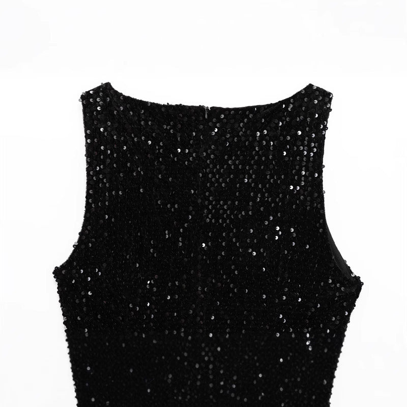 Women's Fashion Sequin Feather Decoration Dress