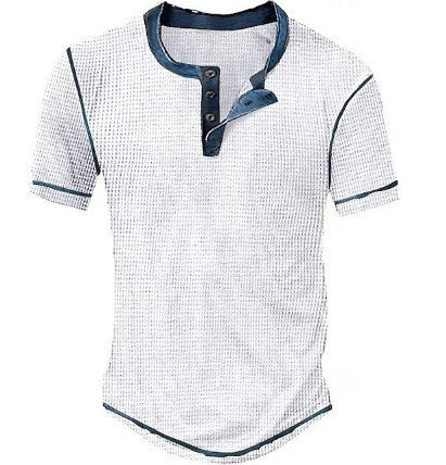 Men's Fashion Casual Multicolor Collar Decorated With Buttons Short Sleeve