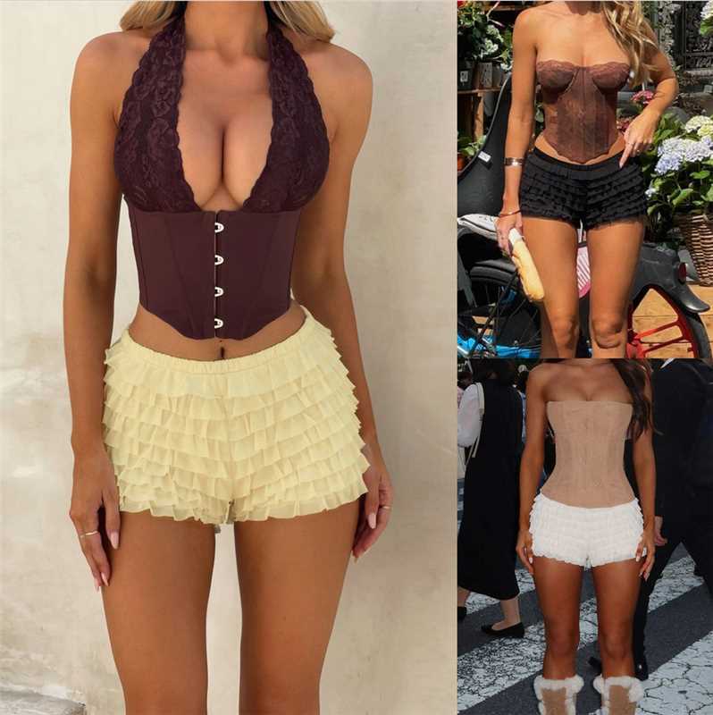 Hot Pants Women's Ruffled Wave Solid Color