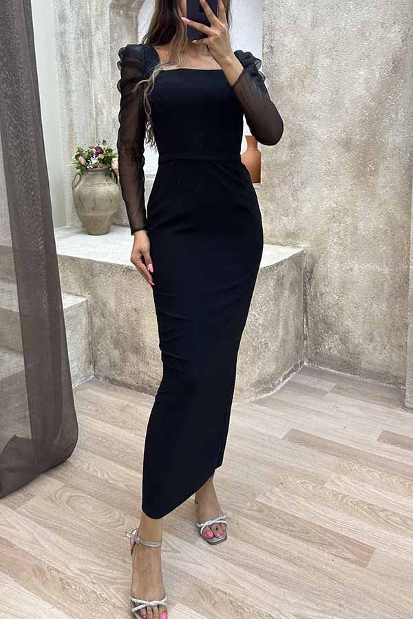Fall Wear Long Sleeves Slim Fit Sexy Sheath Maxi Dress