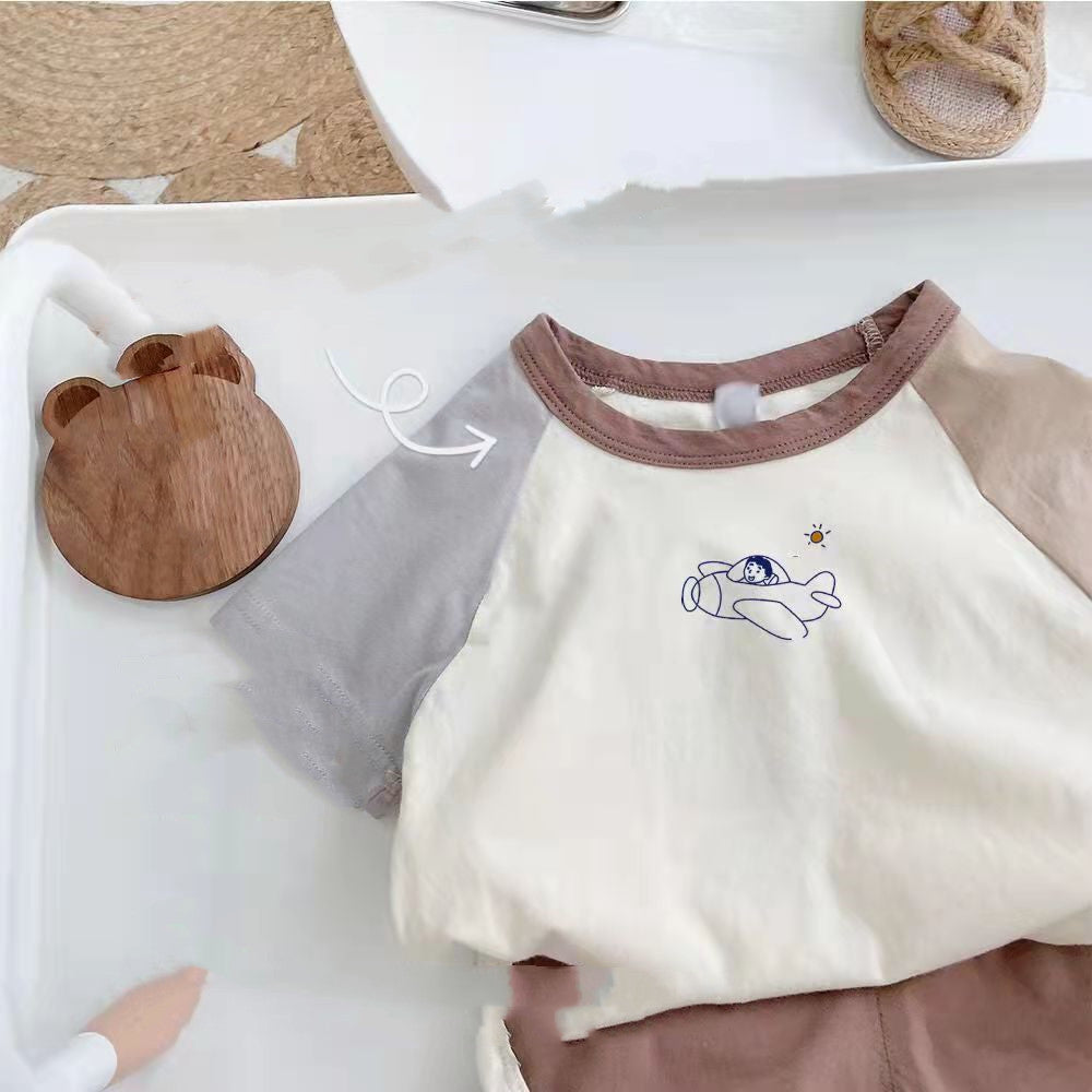 New Boys Thin Short Sleeve Cartoon Sports Suit