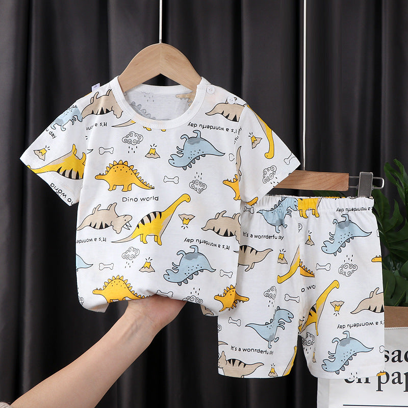 Two-piece Cotton T-shirt With Short Sleeves For Boys And Girls