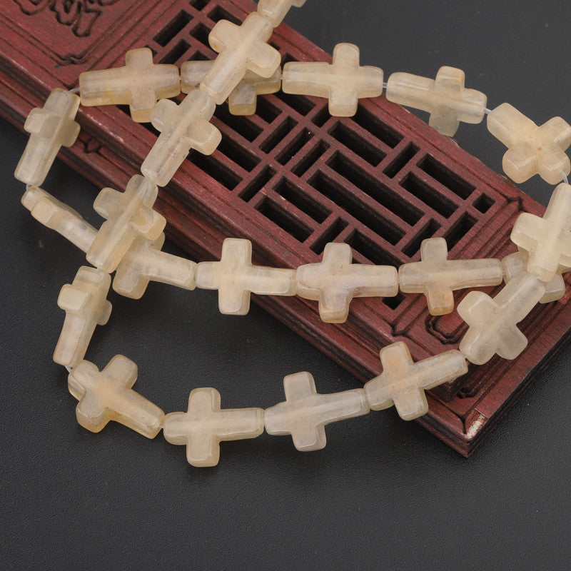 Natural Crystal Cross Shape Loose Bead Bracelet Necklace Diy Accessories