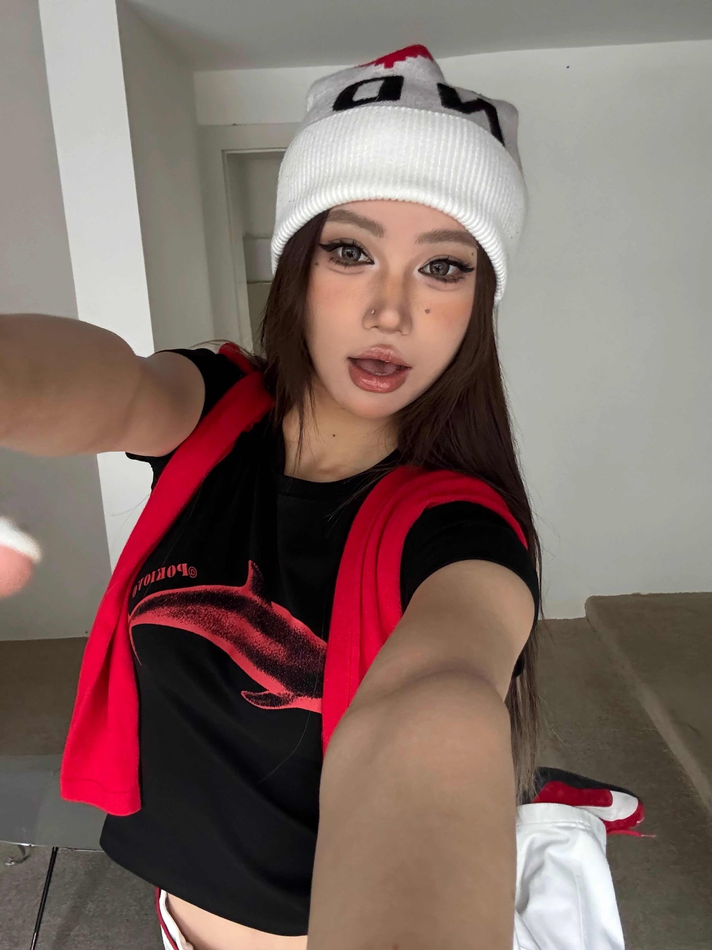 Dolphin Printing Shoulder Short-sleeved T-shirt Slim Fit Skinny Top