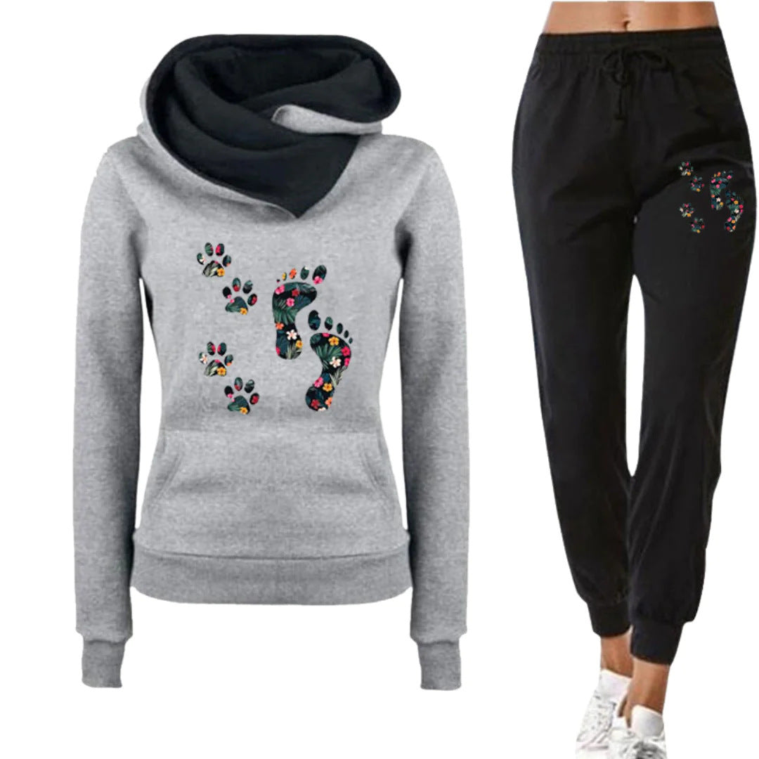 Leisure All-matching Hoodie Flower Big Feet Fun Women's Sweater Suit