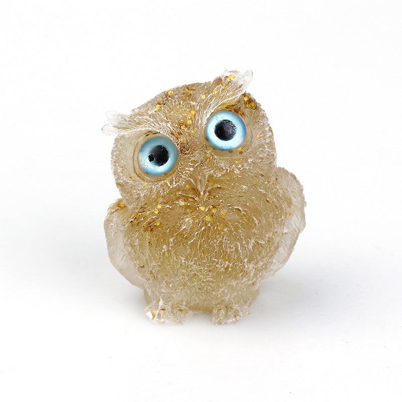 Natural Crystal Gravel Drops Glue Owl Ornaments