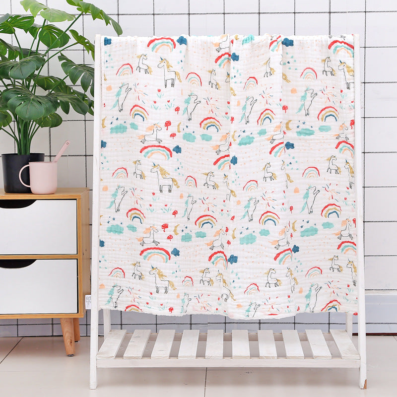 Baby Bath Towel With Six-layer Seersucker Quilt Soft