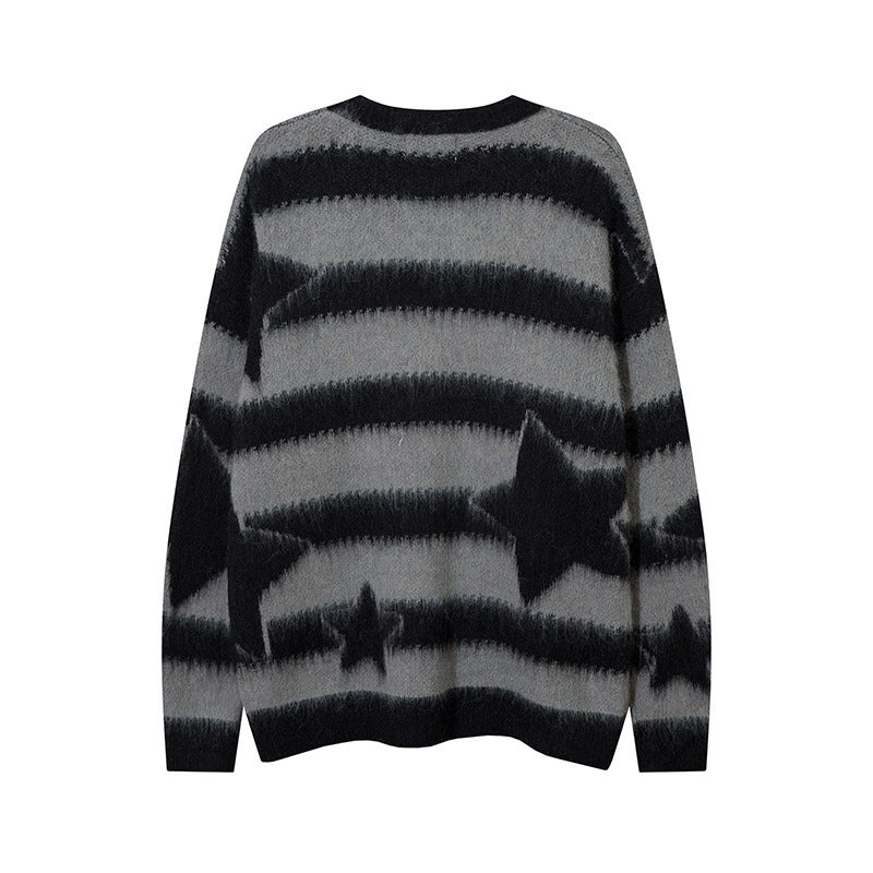 Hip Hop Retro Contrast Color Striped Sweater