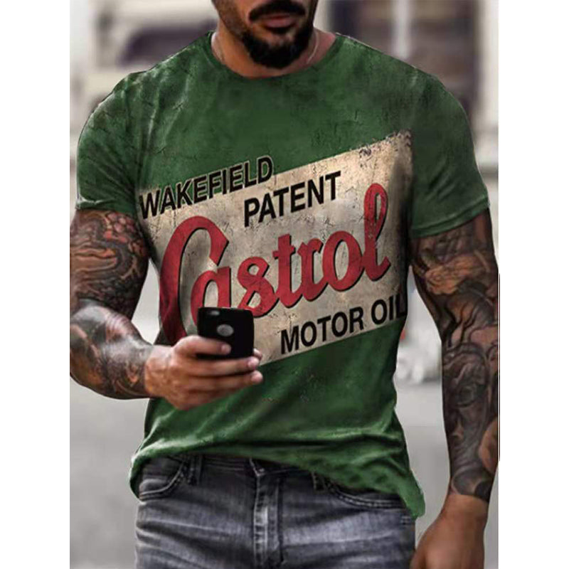 New Men's Slim Fit Printed Plus Size T-shirt