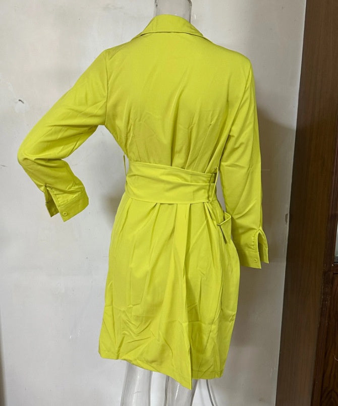 Commuter V-neck Lace-up Pocket Business Suit And Dress