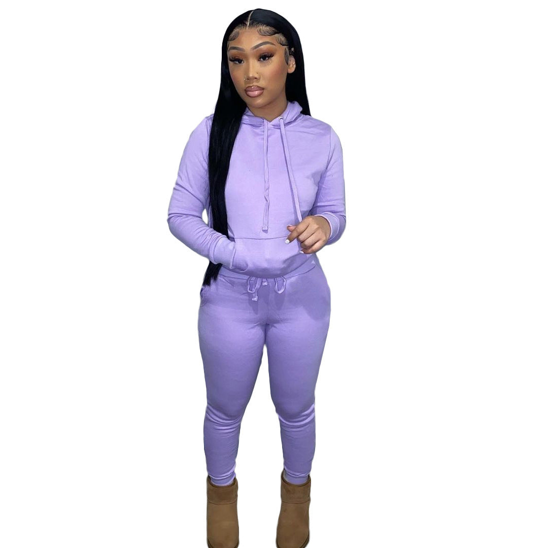 Brushed Hoody Women's Two-piece Hoodie Suit Casual Sports Suit