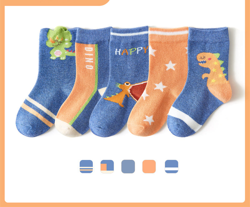 Boys And Girls Middle And Big Children's Socks Solid Color Cotton Students
