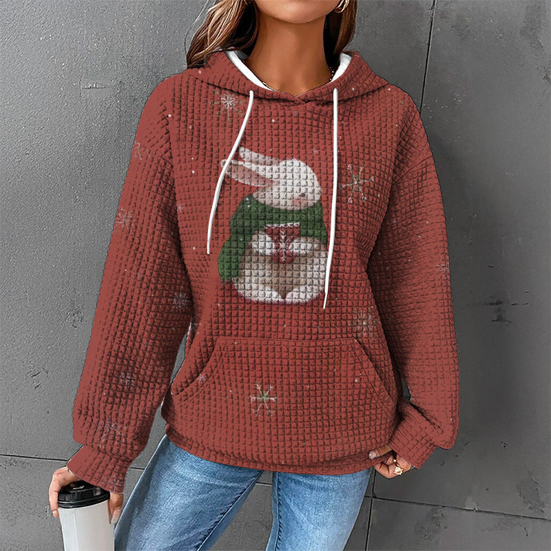 Waffle Sweater Hooded Sweaters Women's Clothing