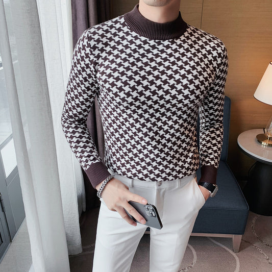 Handsome Korean Slim Collar Sweater Men's Wear