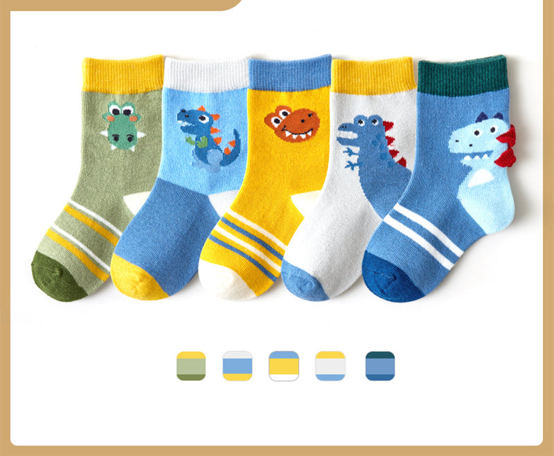Boys And Girls Middle And Big Children's Socks Solid Color Cotton Students