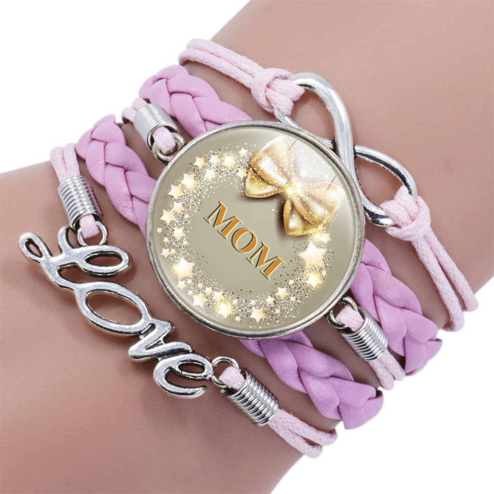 MOM LOVE Time Stone Multi-layer Multi-layer Leather Bracelet LOVE Mother's Day Gift